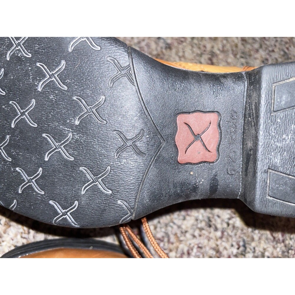Twisted X EZ Rider Brown Ostrich Leather Boots Mens Size 7 Womens Size 8.5 - Picture 9 of 10